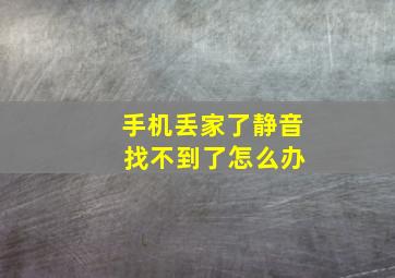 手机丢家了静音 找不到了怎么办